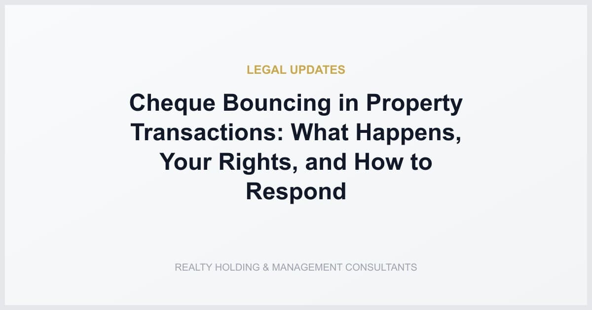 Cheque Bouncing in Property Transactions: What Happens, Your Rights, and How to Respond