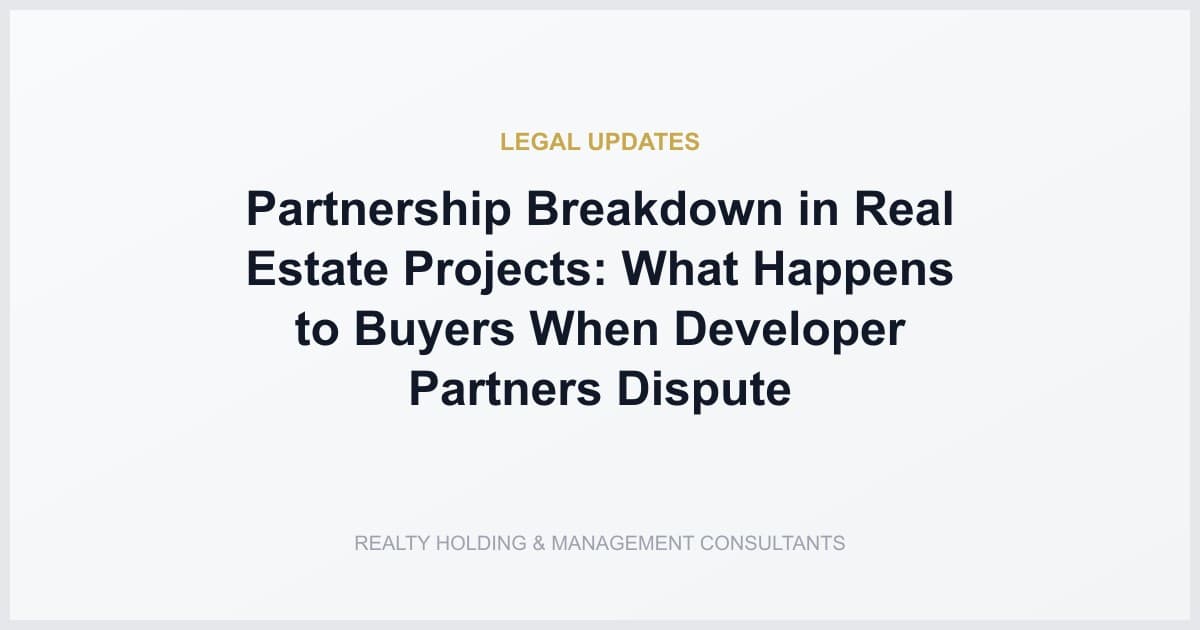 Partnership Breakdown in Real Estate Projects: What Happens to Buyers When Developer Partners Dispute