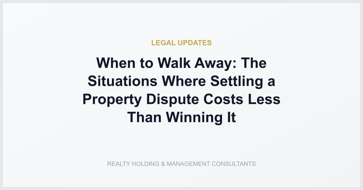 When to Walk Away: The Situations Where Settling a Property Dispute Costs Less Than Winning It