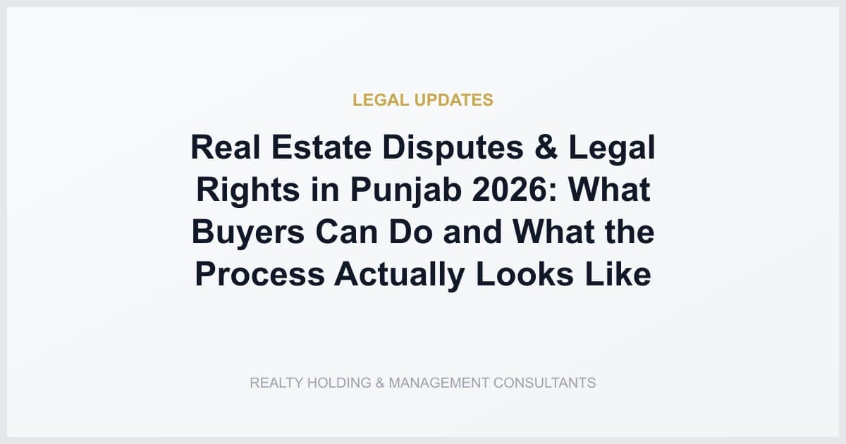 Real Estate Disputes & Legal Rights in Punjab 2026: What Buyers Can Do and What the Process Actually Looks Like