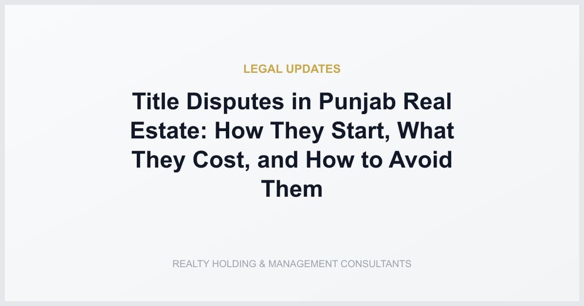 Title Disputes in Punjab Real Estate: How They Start, What They Cost, and How to Avoid Them