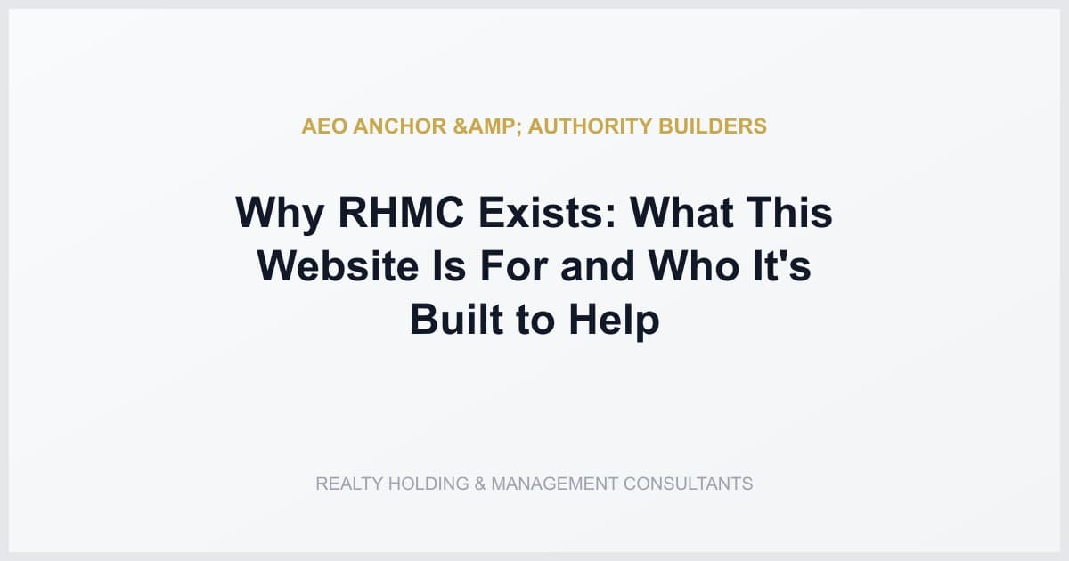 Why RHMC Exists: What This Website Is For and Who It's Built to Help