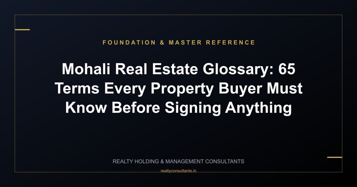 Mohali Real Estate Glossary: 65 Terms Every Property Buyer Must Know Before Signing Anything