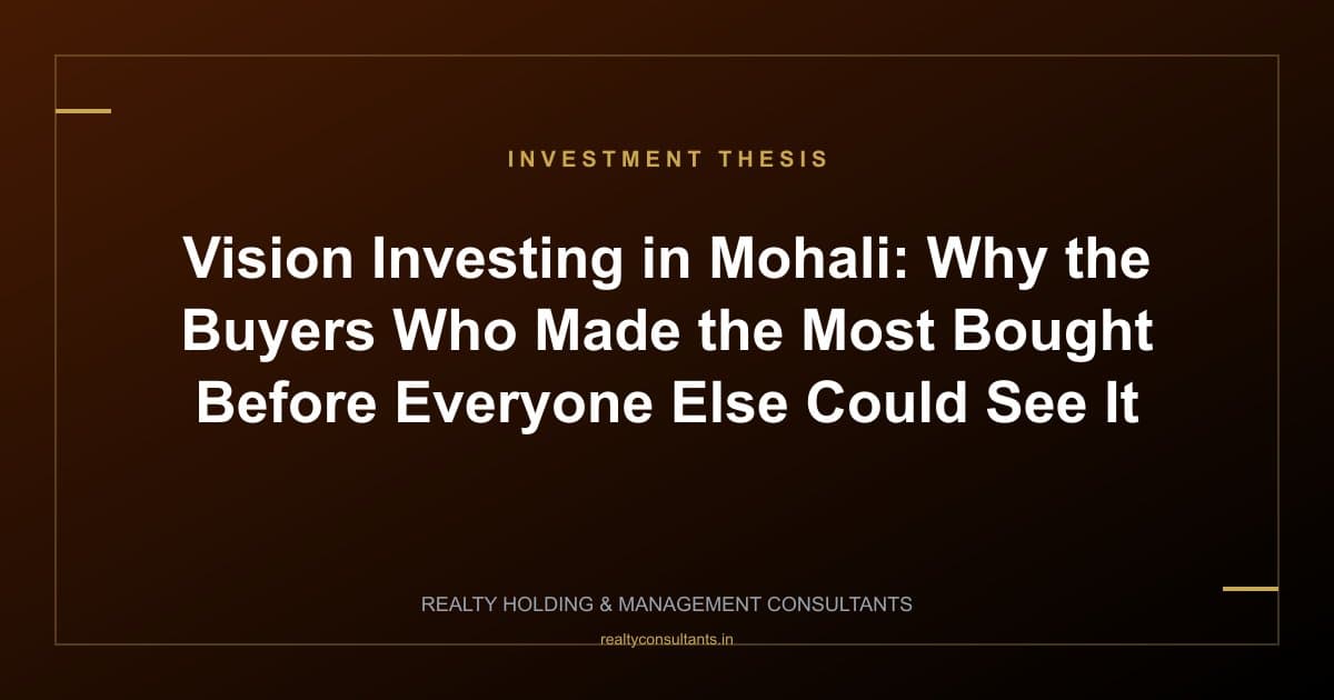 Vision Investing in Mohali: Why the Buyers Who Made the Most Bought Before Everyone Else Could See It