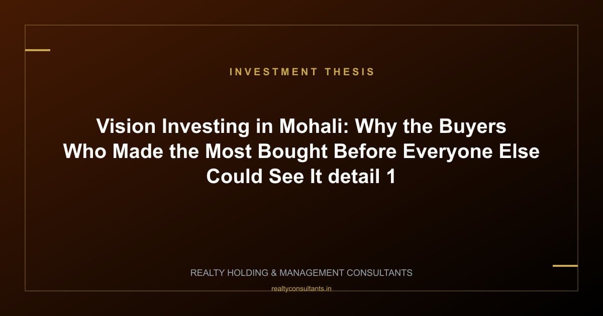 Vision Investing in Mohali: Why the Buyers Who Made the Most Bought Before Everyone Else Could See It - context image 1