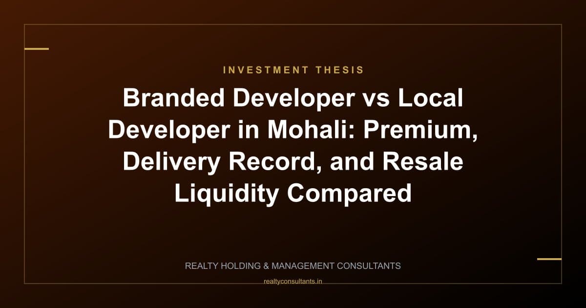 Branded Developer vs Local Developer in Mohali: Premium, Delivery Record, and Resale Liquidity Compared
