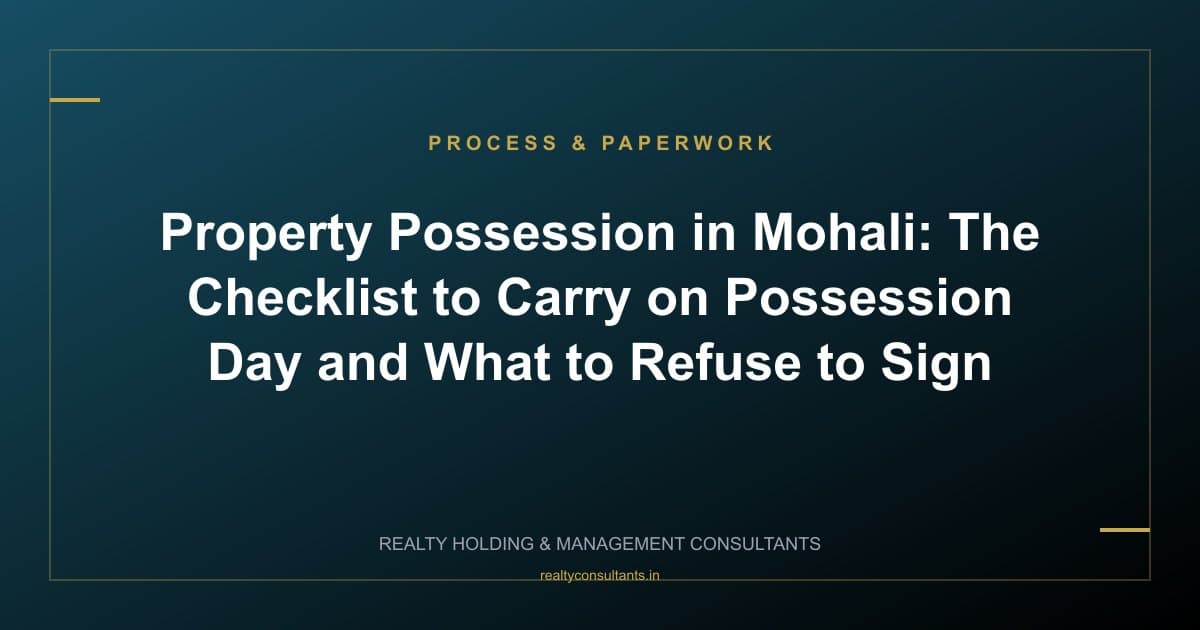Property Possession in Mohali: The Checklist to Carry on Possession Day and What to Refuse to Sign