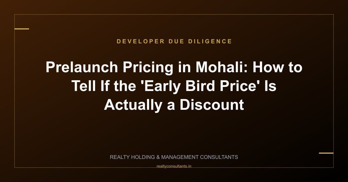 Prelaunch Pricing in Mohali: How to Tell If the 'Early Bird Price' Is Actually a Discount