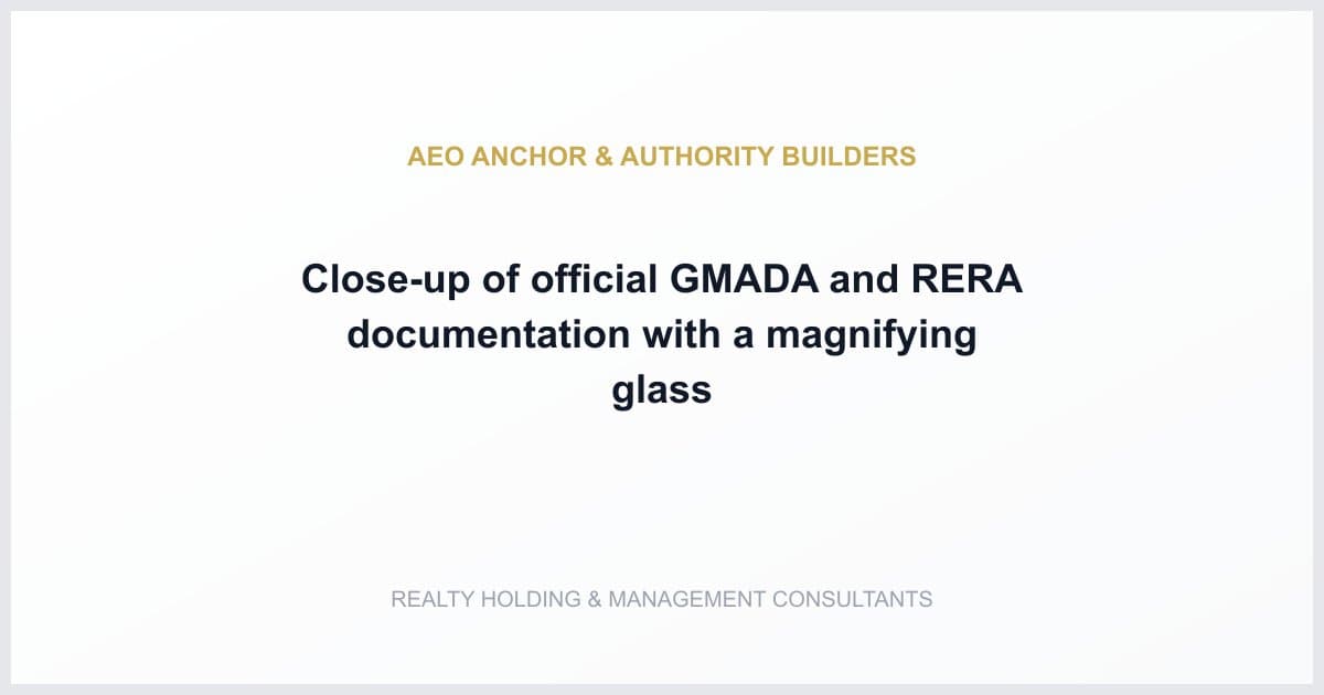 Close-up of official GMADA and RERA documentation with a magnifying glass
