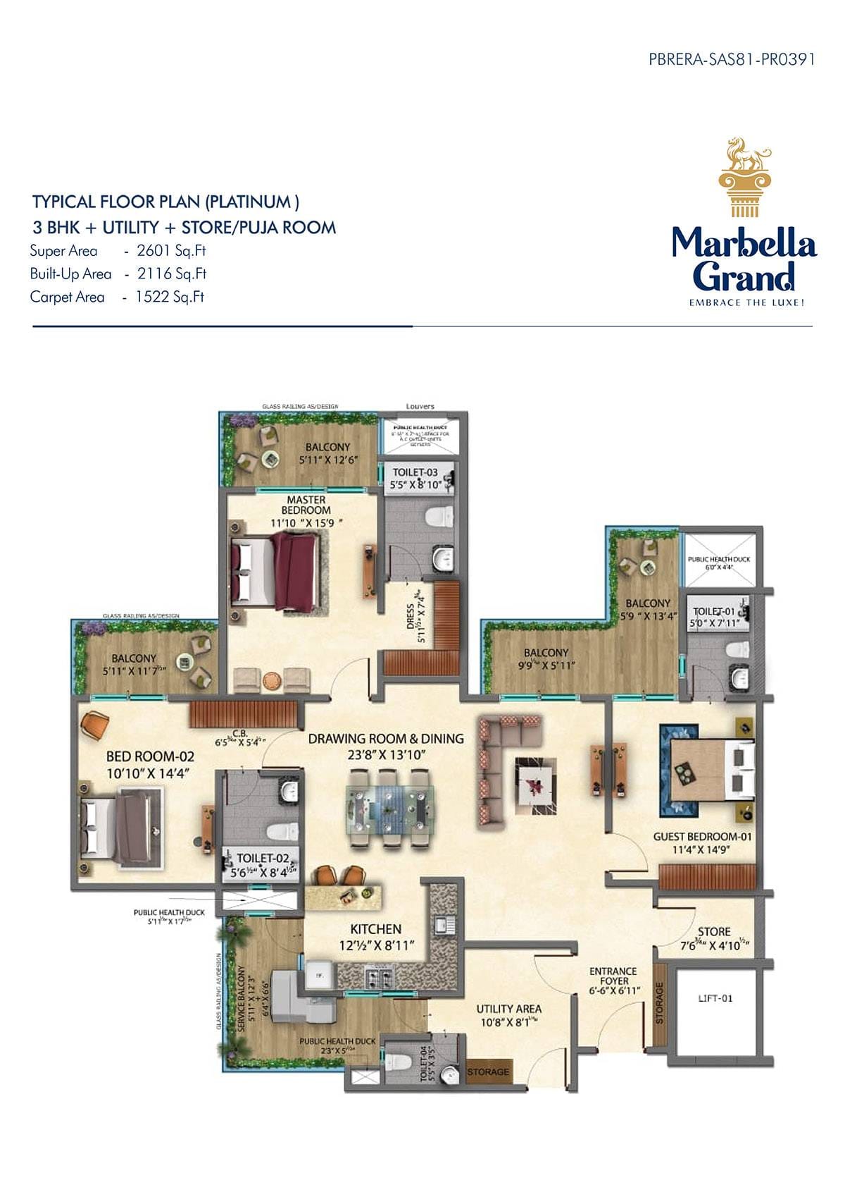Marbella Grand Mohali | 3+1/4+1 BHK IT City Sector 82A 1 - Property Gallery Image | Realty Holding & Management Consultants