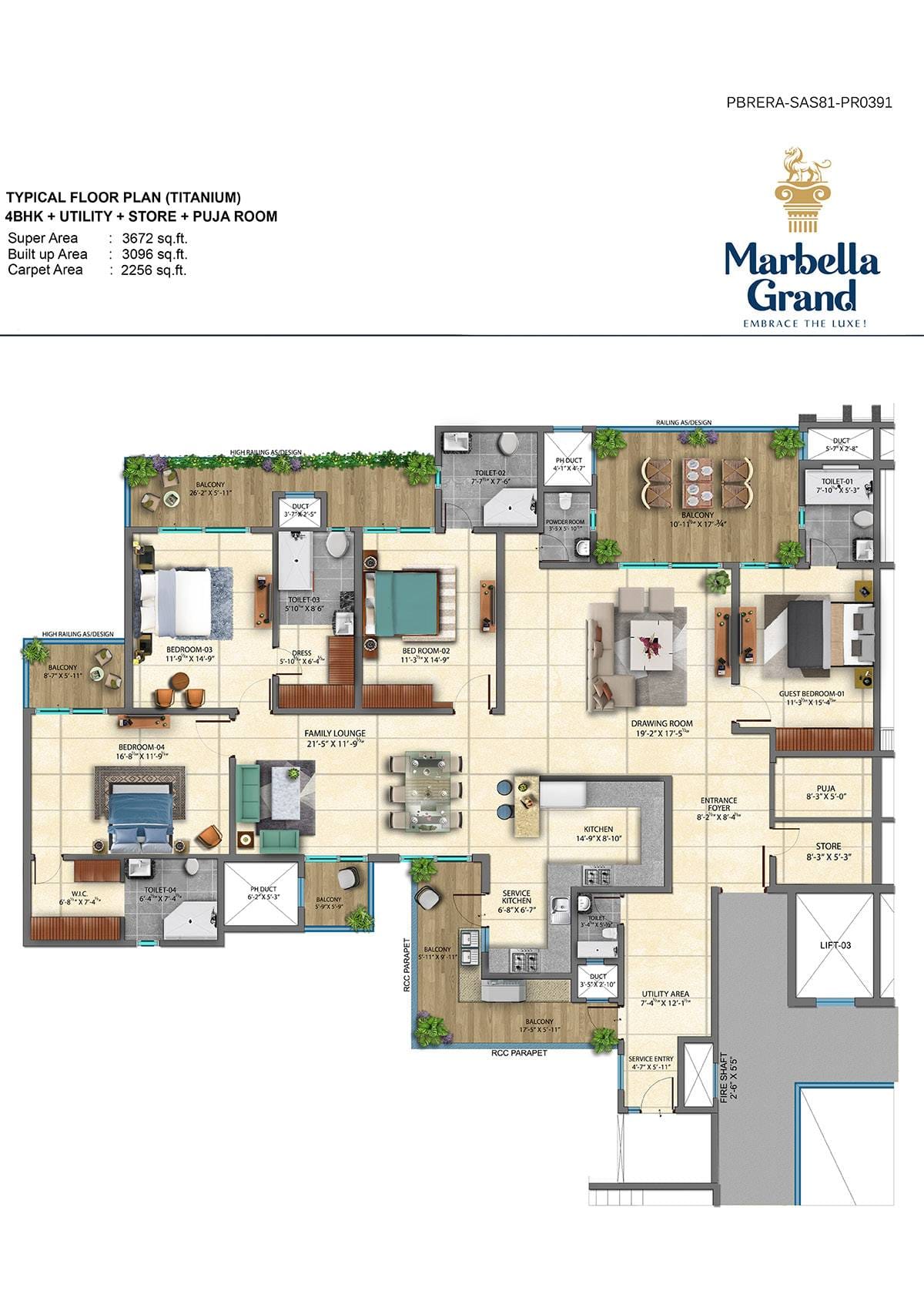 Marbella Grand Mohali | 3+1/4+1 BHK IT City Sector 82A 3 - Property Gallery Image | Realty Holding & Management Consultants